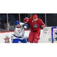 Wichita Thunder defenseman Christian Hausinger (left) vs. the Allen Americans
