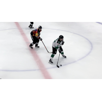 Binghamton Black Bears forward Tyler Gjurich (right) vs. the Delaware Thunder