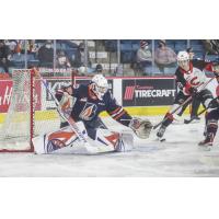 Blake Eastman of the Prince George Cougars scores against the Kamloops Blazers