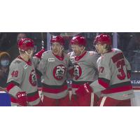 Grand Rapids Griffins gather after a goal