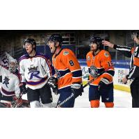 Worcester Railers forward Bobby Butler reacts after a goal against the Reading Royals