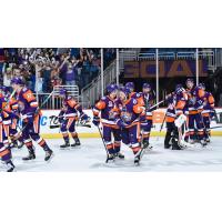 Orlando Solar Bears celebrate a win on the ice