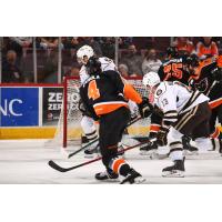 Egor Zamula scores for the Lehigh Valley Phantoms against the Hershey Bears