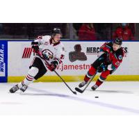 Kelowna Rockets left wing Gabriel Szturc (right) vs. the Portland Winterhawks