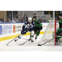 Texas Stars center Joel L'Esperance (right) vs. the Milwaukee Admirals
