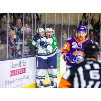 Maine Mariners react after a goal against the Orlando Solar Bears