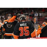 Lehigh Valley Phantoms goaltender Pat Nagle receives congratulations