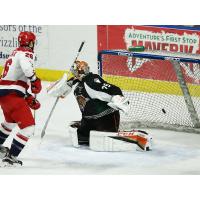 Spencer Asuchak of the Allen Americans scores against the Utah Grizzlies