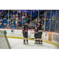 Rapid City Rush celebrate a goal against the Tulsa Oilers