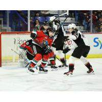 Vancouver Giants left wing Kaden Kohle (right) vs. the Kelowna Rockets