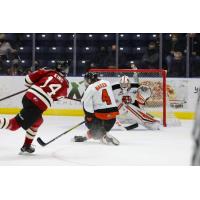 Red Deer Rebels centre Ben King takes a shot against the Medicine Hat Tigers