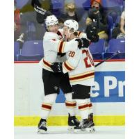 Vancouver Giants react after a goal against the Kamloops Blazers