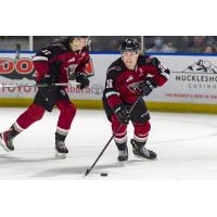 Vancouver Giants right wing Justin Lies with the puck