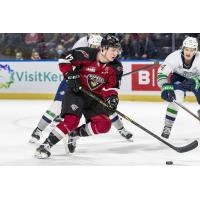 Vancouver Giants left wing Adam Hall vs. the Seattle Thunderbirds