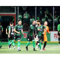 Dallas Sidekicks react after a goal against the Harrisburg Heat