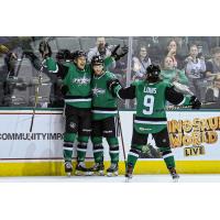Texas Stars celebrate after a goal against the Manitoba Moose