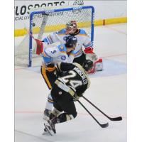 Josh Maniscalco of the Wheeling Nailers scores against the Atlanta Gladiators