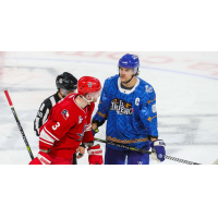 Wichita Thunder defenseman Alex Peters (right) vs. the Allen Americans