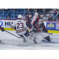 Vancouver Giants goaltender Jesper Vikman vs. the Kamloops Blazers