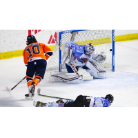 Blake Christensen of the  Worcester Railers HC scores against the Utah Grizzlies