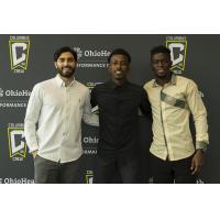 Columbus Crew 2 signees Marco Micaletto (left), Abdi Mohamed (center) and Justin Malou (right)