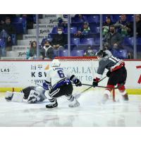 Vancouver Giants left wing Zach Ostapchuk (right) vs. the Victoria Royals