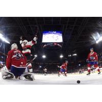 Belleville Senators react after a goal against the Laval Rocket
