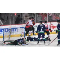 Sebastian Vidmar of the Adirondack Thunder leaves the Maine Mariners in his wake