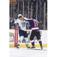 Reading Royals defenseman Garret Cockerill lands a blow against the Toledo Walleye