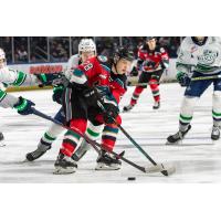 Kelowna Rockets left wing Andrew Cristall vs. the Seattle Thunderbirds