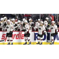 Cleveland Monsters celebrate a goal agains the Laval Rocket