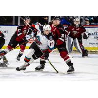 Kelowna Rockets centre Ethan Ernst vs. the Vancouver Giants