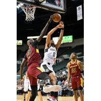 Tacko Fall of the Cleveland Charge reaches for a ball against the Wisconsin Herd