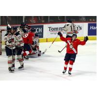 Regina Pats react after a goal against the Lethbridge Hurricanes