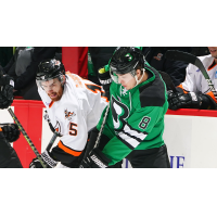 Binghamton Black Bears forward Nikita Ivashkin (right) vs. the Danbury Hat Tricks
