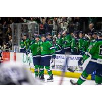 Maine Mariners react after a goal