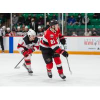 Belleville Senators defenceman Maxence Guenette vs. the Utica Comets