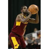 Cleveland Charge guard Jawun Evans lines up a free throw against the Delaware Blue Coats