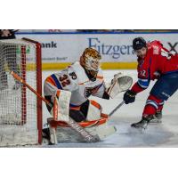 Lehigh Valley Phantoms goaltender Felix Sandstrom vs. the Springfield Thunderbirds