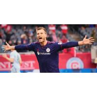 Kacper Przybyłko of Chicago Fire FC reacts after a goal against Sporting Kansas City