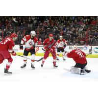 Allen Americans goaltender Luke Peressini makes a save against the Cincinnati Cyclones