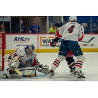 Springfield Thunderbirds goaltender Joel Hofer makes a save vs. the Hartford Wolf Pack
