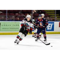 Kelowna Rockets centre Colton Dach vs. the Kamloops Blazers