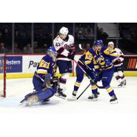 Regina Pats left wing Tanner Howe eyes the goal vs. the Saskatoon Blades