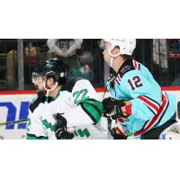 Binghamton Black Bears forward Tyler Gjurich (left) against the Columbus River Dragons