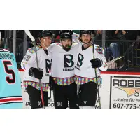 Binghamton Black Bears huddle up against the Columbus River Dragons