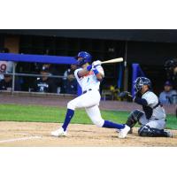 Cody Bohanek of the Syracuse Mets takes a big swing
