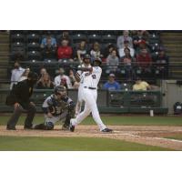 Taylor Trammell of the Tacoma Rainiers takes a big swing