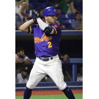 Johnny Field of the High Point Rockers at bat