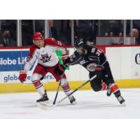 Allen Americans defenseman Philip Beaulieu (left) vs. the Kansas City Mavericks